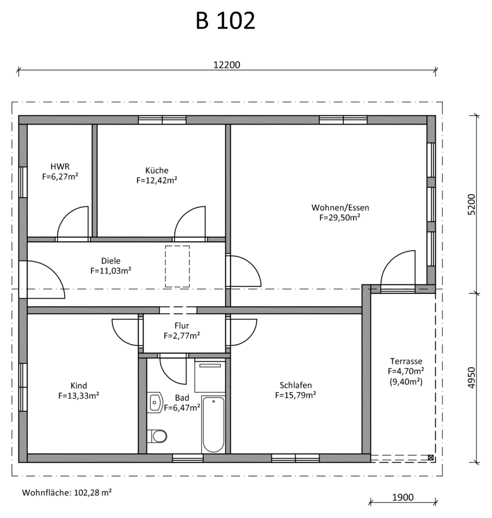 Grundriss Erdgeschoss B 102